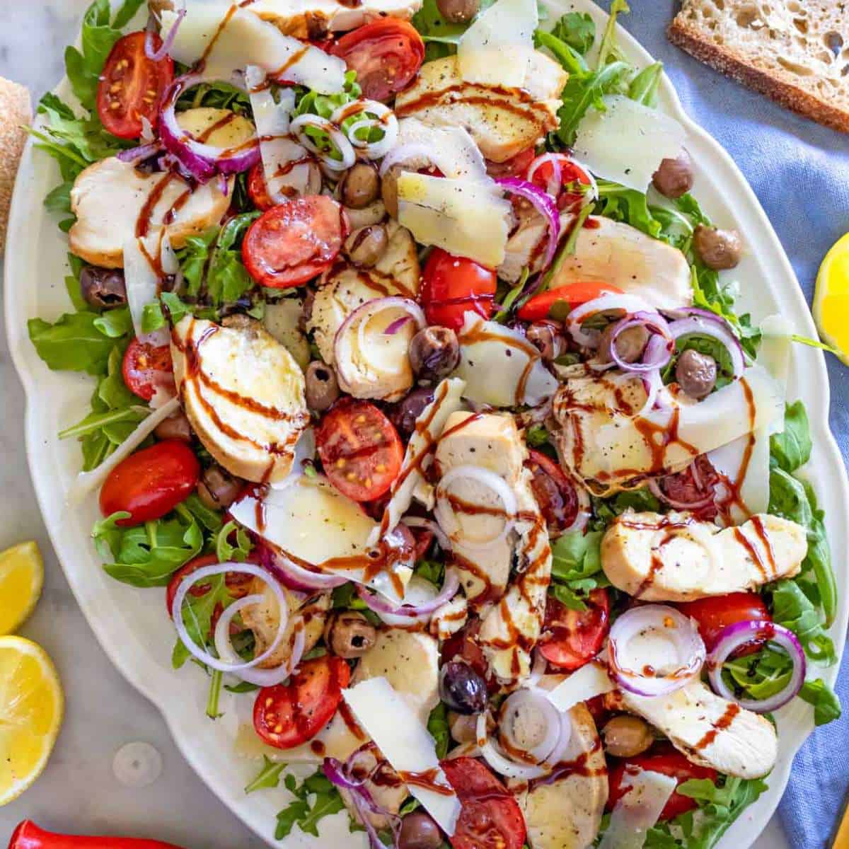Easy Italian Chicken & Egg Salad with Caesar Dressing